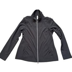 Medium Women's Biking Running Athletic Sporty Jacket Charcoal Grey Full Zip